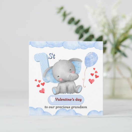 Baby's 1e Valentijnsdag Kaart voor Jongen (Staand voorkant)