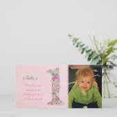 Baby's 1e verjaardag dank u fotokaart bedankkaart (Staand voorkant)
