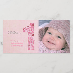 Baby's 1e verjaardag dank u fotokaart bedankkaart