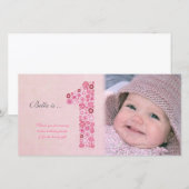 Baby's 1e verjaardag dank u fotokaart bedankkaart (Voorkant / Achterkant)