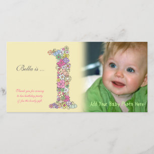 Baby's 1e verjaardag dank u fotokaart bedankkaart