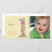 Baby's 1e verjaardag dank u fotokaart bedankkaart (Voorkant / Achterkant)