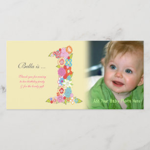 Baby's 1e verjaardag dank u fotokaart bedankkaart