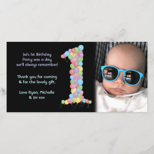 Baby's 1e verjaardag dank u fotokaart bedankkaart