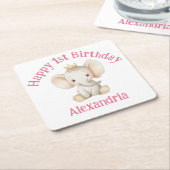 Baby's 1e verjaardag gepersonaliseerde prinses oli kartonnen onderzetters (Schuin)