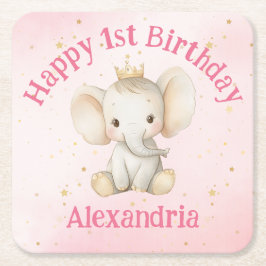 Baby's 1e verjaardag gepersonaliseerde prinses oli kartonnen onderzetters