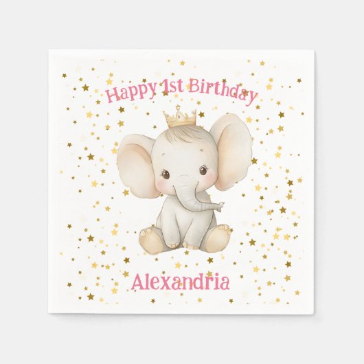 Baby's 1e verjaardag gepersonaliseerde prinses oli servet (Voorkant)