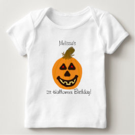 Baby's 1e verjaardag lachende pompoen T-shirt