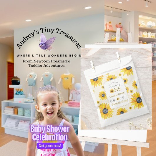 Baby's 1e verjaardag - Onze kleine zonnebloem Bedankzakje