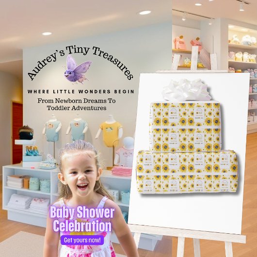 Baby's 1e verjaardag - Onze kleine zonnebloem Cadeaupapier