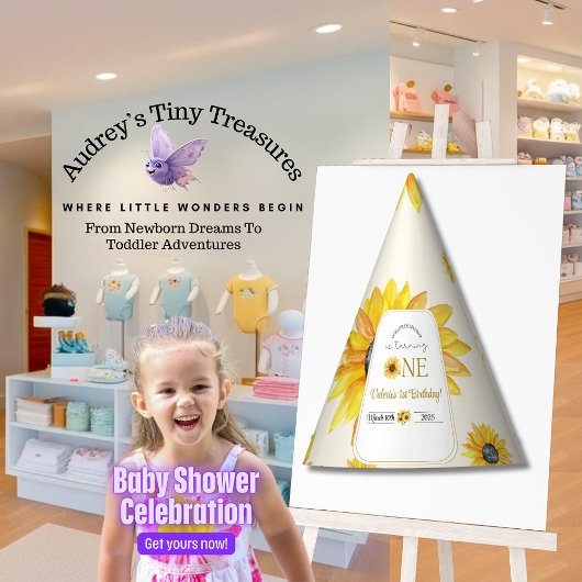 Baby's 1e verjaardag - Onze kleine zonnebloem Feesthoedjes