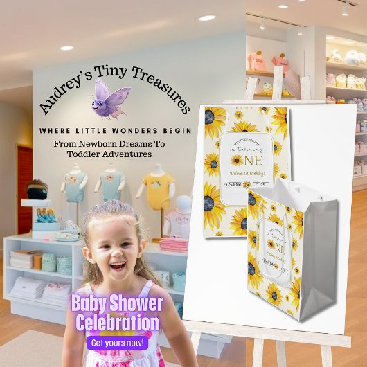 Baby's 1e verjaardag - Onze kleine zonnebloem Medium Cadeauzakje