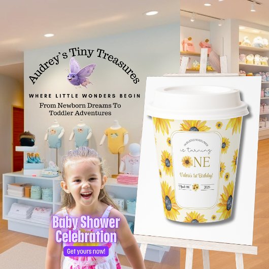 Baby's 1e verjaardag - Onze kleine zonnebloem Papieren Bekers