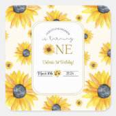 Baby's 1e verjaardag - Onze kleine zonnebloem Vierkante Sticker (Voorkant)