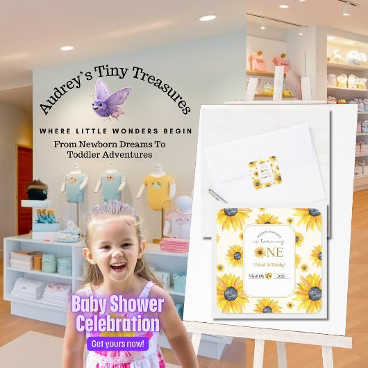 Baby's 1e verjaardag - Onze kleine zonnebloem Vierkante Sticker