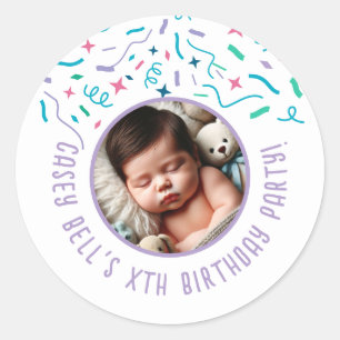 Baby's 1e Verjaardag Peuter Kinder Custom Party Ronde Sticker