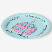 Baby's 1e verjaardag taart naam gepersonaliseerd papieren bordje (Gekanteld)