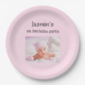 Baby's 1st birthday monogrammed Paper Plates Papieren Bordje (Voorkant)