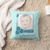 Babys 1st Christmas Blue Daisy Baby Foto Kussen (Deken)