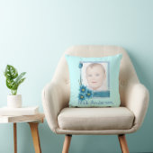 Babys 1st Christmas Blue Daisy Baby Foto Kussen (Stoel)