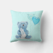 Babys 1st Christmas Blue Daisy Baby Foto Kussen (Achterkant)