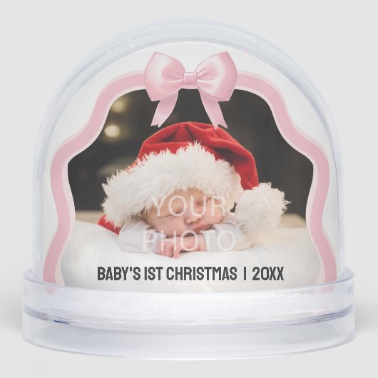 Baby's 1st Christmas Bow Snow Globe - Pink Sneeuwbol (Voorkant)