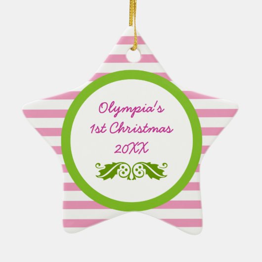 Baby's 1st Christmas Custom Ceramic Star Ornament (Achterkant)