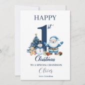 Baby's 1st Christmas Gepersonaliseerde Eerste Kers Feestdagenkaart (Voorkant)