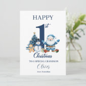 Baby's 1st Christmas Gepersonaliseerde Eerste Kers Feestdagenkaart (Staand voorkant)