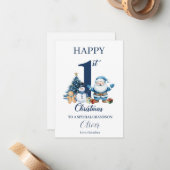 Baby's 1st Christmas Gepersonaliseerde Eerste Kers Notitiekaartje (Voorkant / Achterkant in situ)