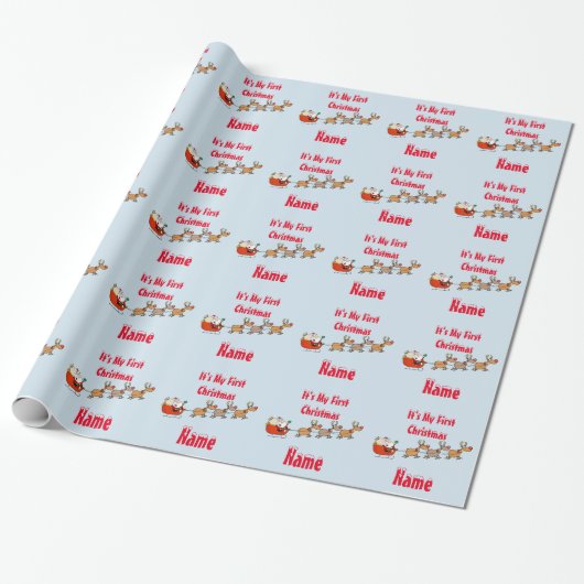 Babys 1st Christmas GIFTWRAP Grappig gepersonalise Cadeaupapier (Uitgerold)