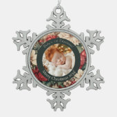  Baby's 1st Christmas Keepsake Foto Tin Sneeuwvlok Ornament (Voorkant)