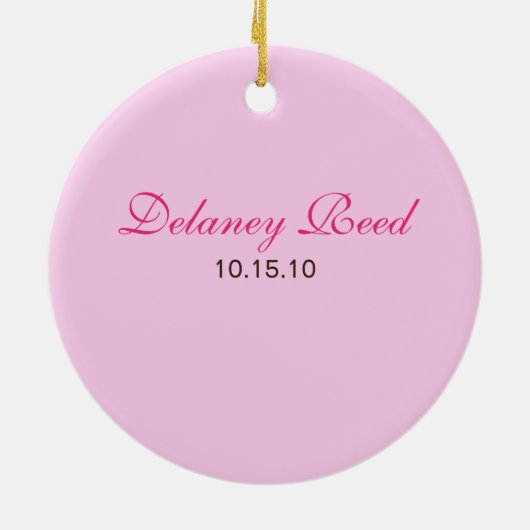 Baby's 1st Christmas - lint (roze) Keramisch Ornament (Achterkant)