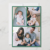 Baby's 1st Christmas Red Bows Greenery 4 Photo Feestdagenkaart (Achterkant)