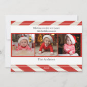 Baby's 1st Christmas Red Green Candy Cane Photo Feestdagenkaart (Achterkant)