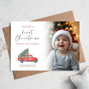 Baby's 1st Christmas Truck Kerstboom Foto Kaart