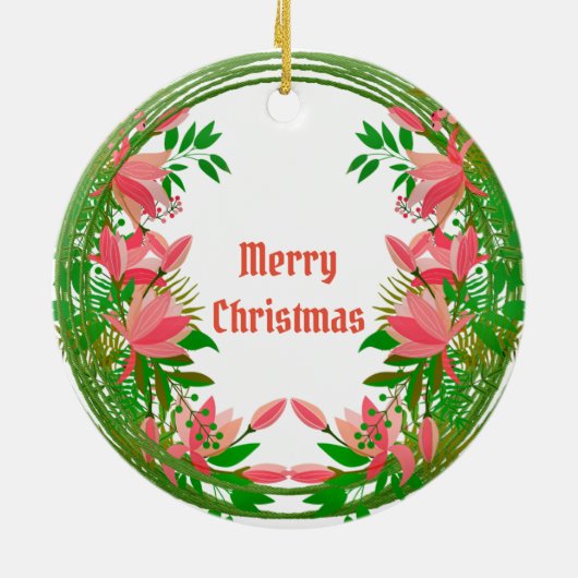 Babys 1st kerstfoto, foto botanisch, breed keramisch ornament (Achterkant)