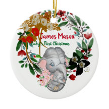 Babys 1st Kerstmis Botanische Groene Weer Floral