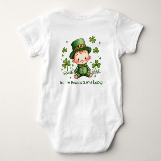 Baby's 1st St. Patrick's Day, Leprechaun in Train Romper (Achterkant)