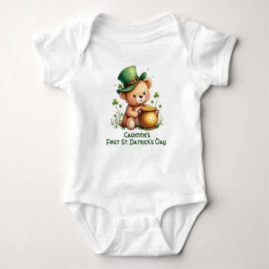Baby's 1st St. Patrick's Day, Shamrock Snuggles Romper (Voorkant)