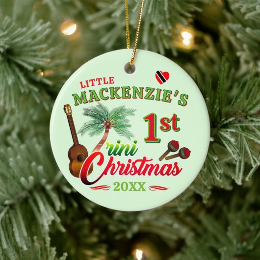 Baby's 1st Trini Christmas GREEN Keramisch Ornament (Boom)