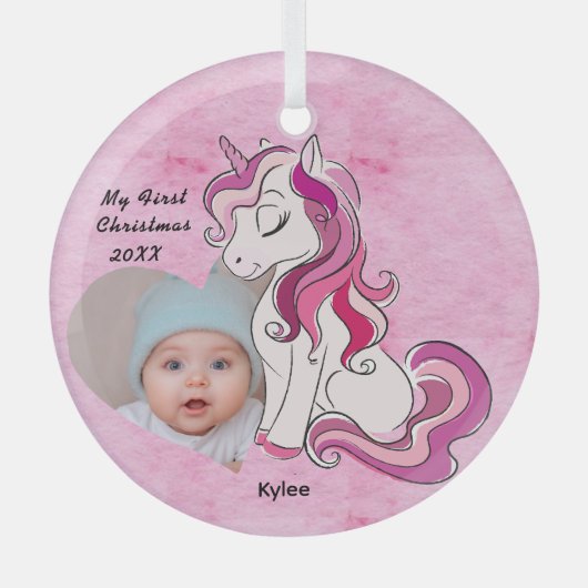 Baby's 1st Xmas Photo Ornament - Gepersonaliseerd  (Voorkant)