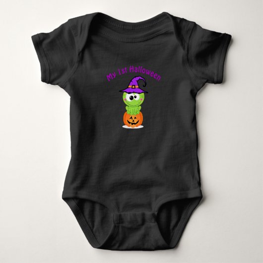 Baby's 1ste Halloween Little Witch Frog Romper (Voorkant)