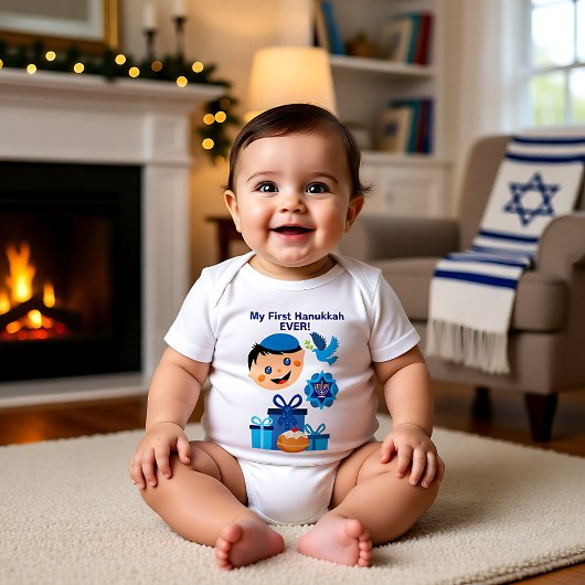 👶 🍩 baby's 1ste Hanukkah - met gelukkige Joodse  Romper