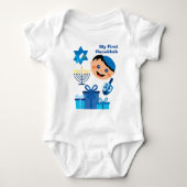 👶 🍩 baby's 1ste Hanukkah - met happy Dreidel Romper (Voorkant)