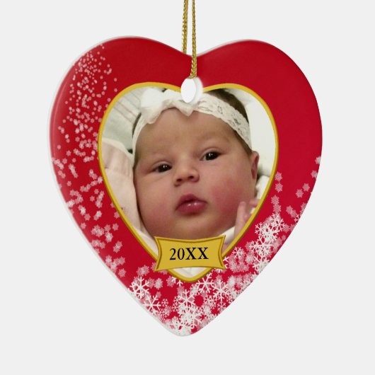 Baby's 2 Sided Foto Keepomwille Snowy Red Keramisch Ornament (Rechts)
