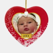 Baby's 2 Sided Foto Keepomwille Snowy Red Keramisch Ornament (Achterkant)