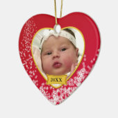 Baby's 2 Sided Foto Keepomwille Snowy Red Keramisch Ornament (Links)