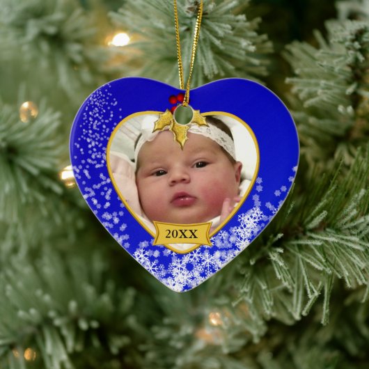 Baby's 2 Sided Photo Keepomwille Kerstmis Keramisch Ornament (Boom)
