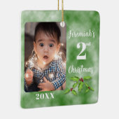 Baby's 2e kerst één fotoplein keramisch ornament (Rechts)